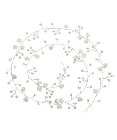Anglacesmade Bridal Hair Vine 39'' Pearl Headband Extro Long Flower Hair Piece for Bride Bridesmaid Prom Party Festival Hair Jewelry for Women and Girls (Silver) - Buy Online on GoSupps.com