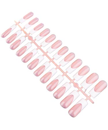 French Nail 10 Sheets Color Matting Press on Nails with White Edge 12 Size Full Cover Stick on Nails Simple False Nails Type 1 French Nails Type1