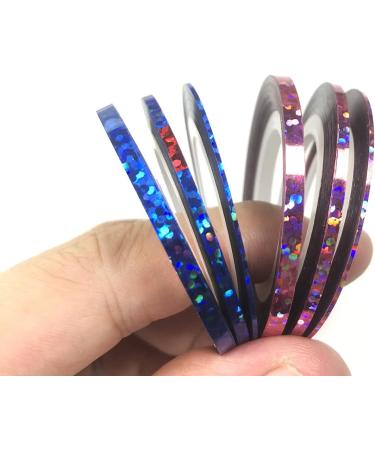 Nail Art Striping Tape Kit - 35 pcs for DIY Nail Design - Silver, Holographic, Chrome - 1mm 2mm 3mm Lines - Case Included - Buy Online on GoSupps.com