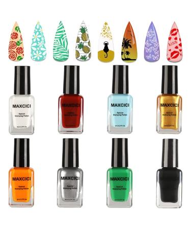 8 Colors Nail Art Stamping Polish 8ML Solid Color Nail Image Print Polish Nail Polish Pure White Black Golden Silver Manicure Printing Polish For Nail Plates 8 colors nail polish