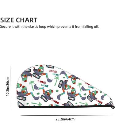 Hair Towel Wrap - Quick Drying Turban with Button Dinosaur On Excavator Design - Buy Online on GoSupps.com