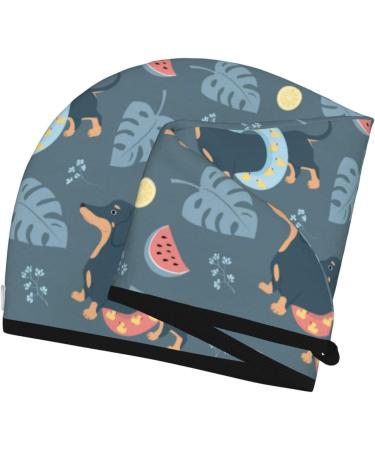 Watermelon Dachshund Microfiber Hair Towel | Super Absorbent Coral Velvet Wrap for Long Curly & Thick Hair - Quick Dry Solution - Buy Online on GoSupps.com