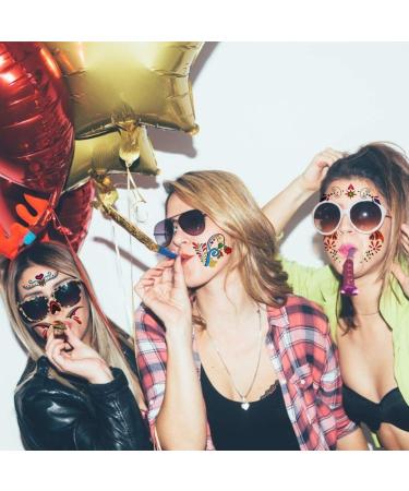 BigOtters Day of The Dead Headband Set - 4Pcs Flower Crown Headband with Halloween Dead Tattoos for Mexican Theme Decor & Fiesta Party Favor - Buy Online on GoSupps.com