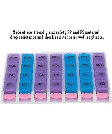28 Compartment Medicine Organizer - 7 Days 4 Times Daily - Easy Push Button for Elderly Medication Management - Buy Online on GoSupps.com