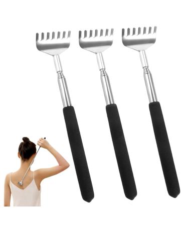 3 pieces of back scratches telescopic scratch-handed out of 20cm to 68cm portable comfortable back scratcher stainless steel back scratch for itching for home travel and office.(Black)
