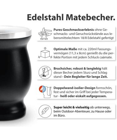 Organic Mate Tea Set: 3 Types of Mate 2 Double-Walled Stainless Steel Cups & Bombillas - Premium Preparation Kit - Buy Online on GoSupps.com