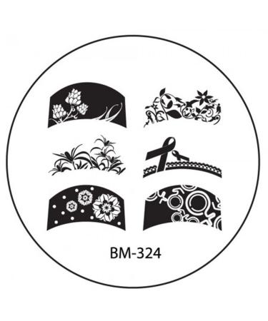 Stamping stencil plate BM 324 Bundlemonster French flowers snowflakes nail art nail design