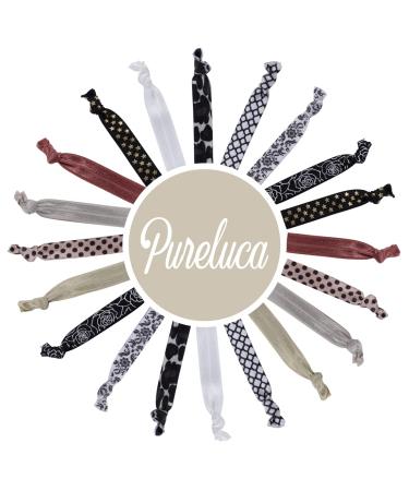 Cute Knotted Ribbon Hair Ties Set - 20 Pcs Elastic Hair Bands for Girls, Bridesmaids, and Toddlers - Dark Colors - Buy Online on GoSupps.com