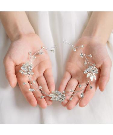 EASEDAILY Rhinestone Bride Wedding Hair Vine - Silver Leaf Crystal Headpiece for Women and Girls - Buy Online on GoSupps.com