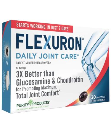 Flexuron Joint Formula by Purity Products - 3X Better Than Glucosamine and Chondroitin - Starts Working in just 7 Days - Krill Oil, Low Molecular Weight Hyaluronic Acid, Astaxanthin - 30 Count (1)