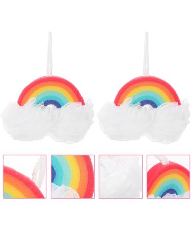 Kisangel Rainbow Bath Balls - 4 Pcs Colorful Bath Sponge & Scrubber - Perfect for Rainbow Parties & Shower Decorations - Buy Online on GoSupps.com