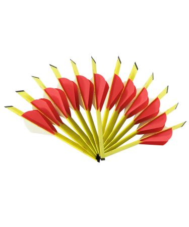 LEANPRO Shrink Fletch with 2 Inch Vanes, 12-Pack Stretch Arrow Wraps Universal Fit for Arrows and Bolts, DIY Archery Fletching Tool Yellow/Red