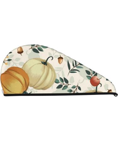Autumn Pumpkins Leaves Apples Hair Towel Wrap - Super Absorbent Microfiber for Women | Quick Dry Coral Velvet for Long Curly & Thick Hair - Buy Online on GoSupps.com