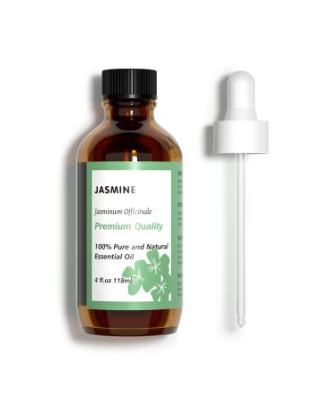 Jasmine Essential Oil for Diffuser  Pure and Natural Aromatherapy Oil for Hair & Skin Care  Body Massage  DIY Perfume 4 fl. Oz Green-jasmine 4 Fl Oz (Pack of 1)