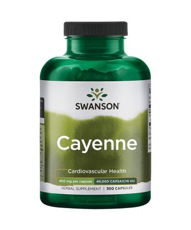 Swanson Cayenne - Herbal Supplement Promoting Digestion, Circulation & Metabolism Support - Natural Formula May Support Heart Health - (300 Capsules, 450mg Each) 1