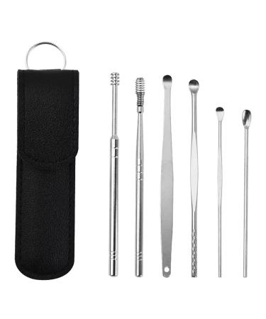 HOTX Ear Wax Removal Kit Ear Cleansing Cleaning Brush and Storage Box One-Piece Ear Picker Design for Adults and Kids 6 Pcs (Black 2)