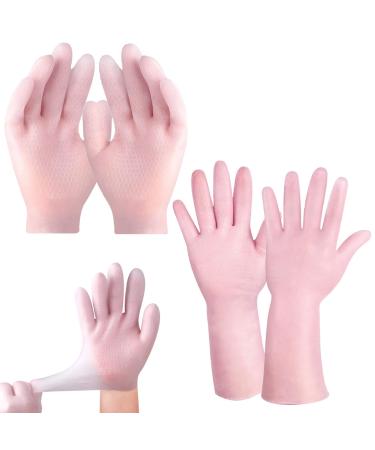 Silicone Gloves Moisturizing Gloves Overnight 2 Pairs Non-slip Palm Elastic Lotion Gloves Size Waterproof Gloves for Dry Hands Chapped Skin