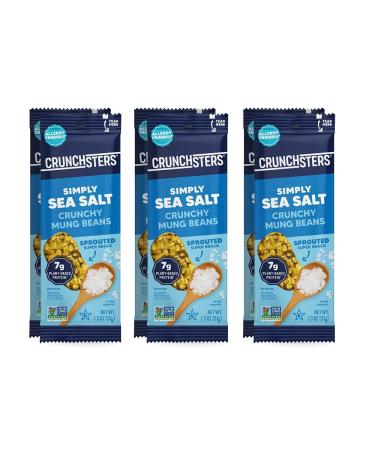 Crunchsters Sprouted Mung Beans, Plant-Based Protein Super-Snack and Salad Topper, Gluten-Free, Nut-Free, Vegan, 7g Protein/Serving, 1.3oz. Bags, Sea Salt, 6-Pack Sea Salt 1.3 Ounce (Pack of 6)