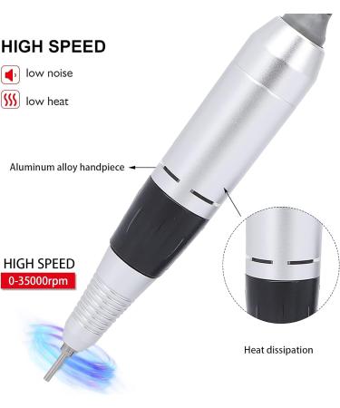 Electric Nail Drill Pen Handle 35000RPM - Black - Replacement Handpiece for Manicure & Pedicure - Nail Art Tool for Home Salon - Buy Online on GoSupps.com