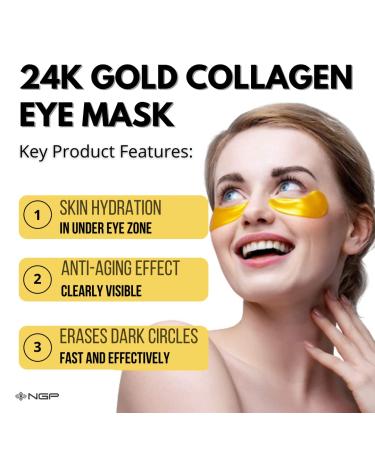 NGP 24K Gold Under Eye Patches - Anti-Aging Skincare for Puffy Eyes | Dark Circle Treatment and Wrinkle Reduction | Nourishing Hydrogel Eye Mask - Buy Online on GoSupps.com
