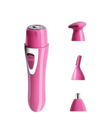 Electric Lady Shaver 4 in 1 Women Trimmer USB Rechargeable Bikini and Body Trimmer Facial Hair Clippers Nose Trimmer Eyebrow Trimmer Hair Trimmer Shave for Ladies (Pink)