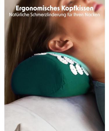 Lifegoods Acupressure Mat with Pillow - Battery-Powered Massage & Acupuncture Mat for Back Pain Relief - Green & White - Buy Online on GoSupps.com
