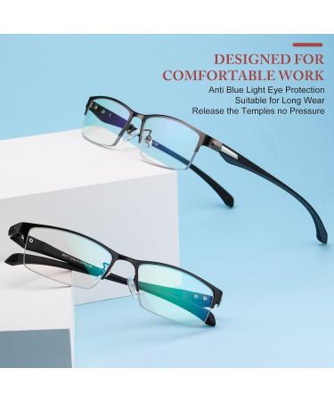 ZUVGEES Half Frame Metal TR90 Blue Light Filter Reading Glasses for Men & Women - Lightweight Anti-blue Computer Glasses in Gray - 1.0x Magnification - Buy Online on GoSupps.com