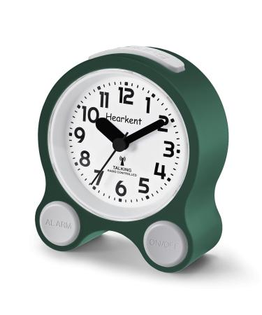 Hearcent -speaking alarm clock with a German pleasant voice background lighting and 5 separate alarm sets for blind visually impaired and older people (green)