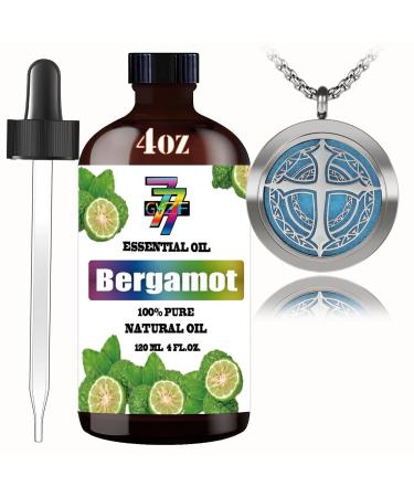 GV77ZF Essential Oil Diffuser Necklace and BergamotEssential Oil (4oz/120ml) Combo Set