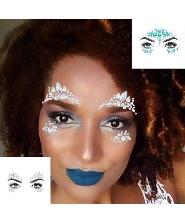 Rhinestone Face Stickers | Mermaid Face Gems & Jewels | Festival Temporary Tattoos for Women & Girls | 2 Sets - Buy Online on GoSupps.com
