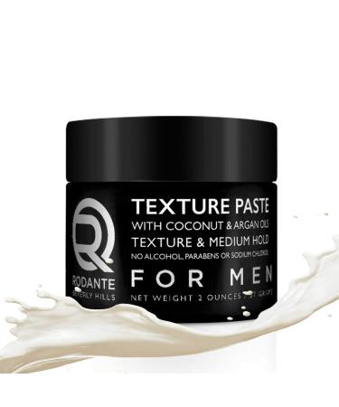 Rodante Beverly Hills Mens Hair Paste Matte Pomade | Medium Hold | Coconut & Argan Oil Clay Cream | Alcohol & Paraben Free | 2 oz - Buy Online on GoSupps.com