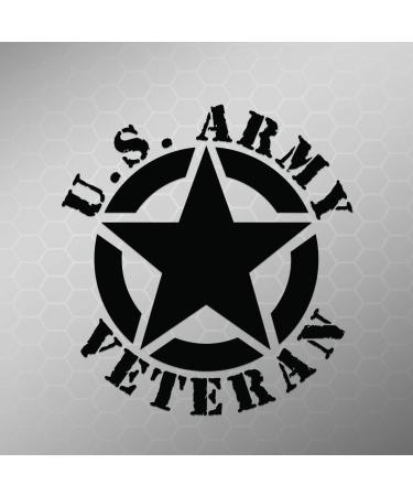 Army Veteran Star Vinyl Decal Sticker | Cars Trucks Vans Walls Laptops Cups | Black | 5.5 X 5.1 Inch | KCD1729B