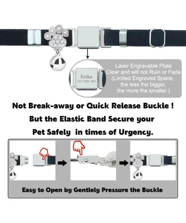 Personalized Black Cat Collar with Name & Phone Number | Engraved Elastic Cat Collar with Bell - International Shipping Available - Buy Online on GoSupps.com