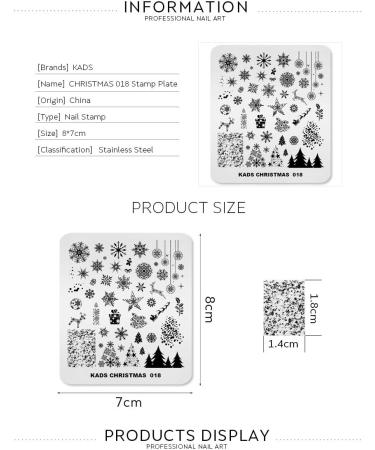 KADS Christmas Stamp Plate Image Template Nail Art Stencil - Christmas Tree Snowflake Design (CH018) - Buy Online on GoSupps.com