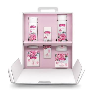 Rose Bulgarian 5 Piece Gift Set - Natural Soap Body Wash Hand Cream Face Cream & Micellar Water - Ideal Gift for Skincare Lovers - Buy Online on GoSupps.com