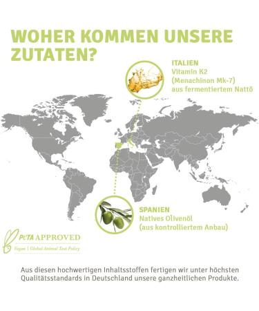 Premium Vitamin K2 MK7 Drops - 1 750 Drops (200 g/Portion) - Vegan & Highly Dosed in 50ml Olive Oil - Gnosis VitamK7 All-Trans Menaquinone from Fermentation - Made in Germany - Buy Online on GoSupps.com