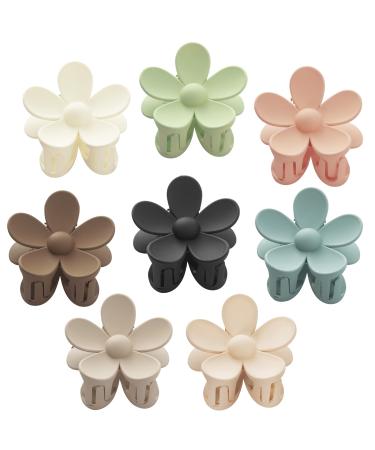 8Pcs Flower Hair Clips for Women  3.5 Inch Large Claw Clips for Thick Hair  Cute Flower Claw Clip  Matte Hair Claw Clips Strong Jaw Clips  Medium Hair Claws for Girls