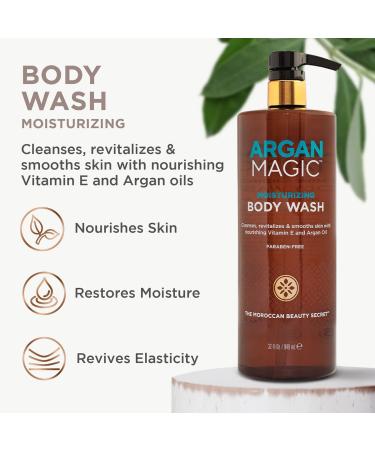Argan Magic Cleansing Body Wash - Enriched with Argan Oil & Vitamin E | Gently Cleanses, Revitalizes, and Smooths Skin | Made in USA | Paraben Free (32 oz) - Buy Online on GoSupps.com