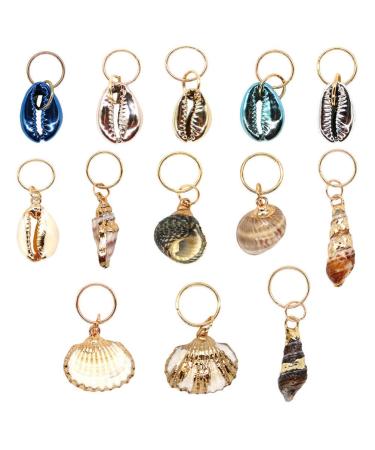 HEALLILY Beavorty 13pcs Hair Rings Jewelry Pendant Ocean Conch Shell Hair Accessories Hair Cuffs Decorations Charms for Twist Crochet Braiding Hair Clips - Buy Online on GoSupps.com