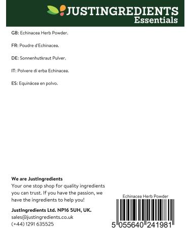 JustIngredients Essentials Echinacea Herb Powder 500g - Pure and Potent Herbal Supplement - Buy Online on GoSupps.com