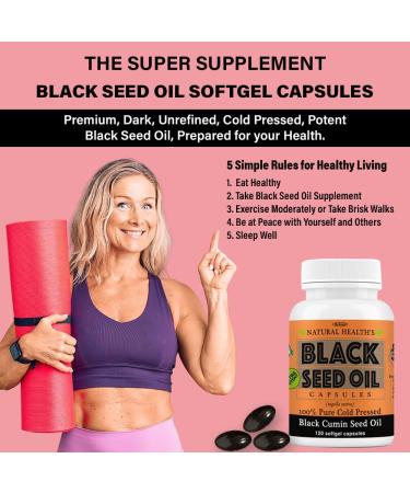 Pure Black Seed Oil Capsules 1000mg per serving - 120 Capsules - Cold Pressed and Non GMO - Buy Online on GoSupps.com