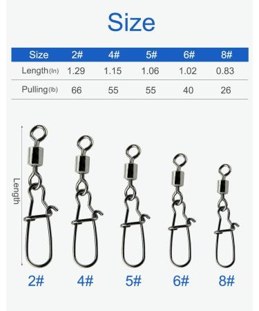 Fishing Swivel Snap Connector Rolling Ball Bearing Snap Swivels | 210Pcs/Box | Sizes 2 4 5 6 8 | Fishing Tackle Kit - Buy Online on GoSupps.com
