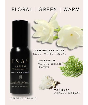 ESAS Hamam Organic Deodorant Body Spray 3.4 oz (Jasmine & White Amber) - Buy Online on GoSupps.com