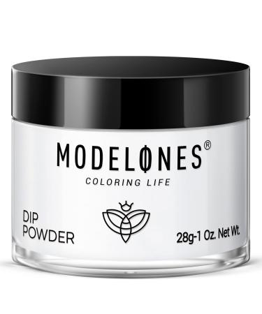 Modelones Dip Powder Clear Color Nail Dipping Powder French Nail Art Build Powder Pro Collection System for Starter Manicure Salon DIY at Home 28+ Long-Lasting No Needed Nail Lamp Cured 1 Oz