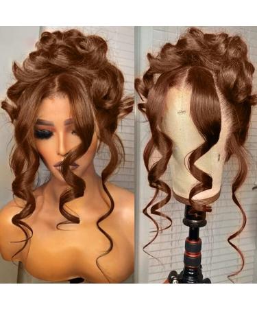 200 Density 13x6 Auburn Brown Body Wave Lace Front Wigs HD Transparent Lace Front Wig Human Hair with Baby Hair Chestnut Brown Colored Human Hair Wigs For Women Brazilain Virgin Glueless Wigs Human Hair pre plucked Full ...