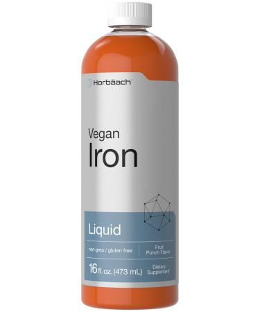 Horb ach Iron Supplement Liquid | 16 Fl Oz | Vegan & Vegetarian Formula | Non-GMO and Gluten Free