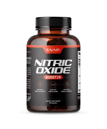 Nitric Oxide Booster by Snap Supplements - Pre Workout, Muscle Builder - L Arginine, L Citrulline 1500mg Formula, Tribulus Extract & Panax Ginseng, Strength & Endurance (90 Capsules) 90 Count (Pack of 1)
