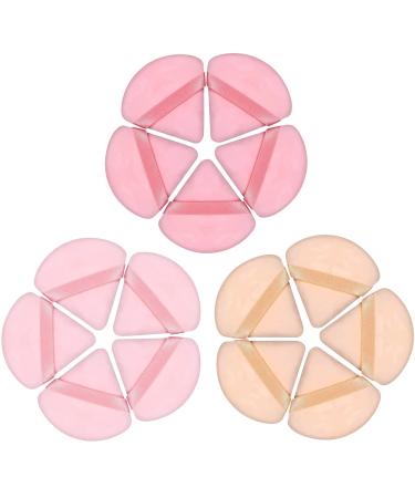 Lookmee 15 PCS Makeup Powder Puff 3 Colors of Velour Make Up Puffs for Loose Powder Face Triangle Shape Soft Puff for Foundation Cream Blush