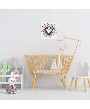 Yidepot Butterfly Canvas Wall Art for Bedroom - Heart-Shaped Branches & Colorful Butterflies - Love Motif for Teenage Girls - 30x30cm - Buy Online on GoSupps.com