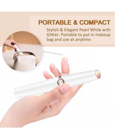 Rechargeable Eyebrow Hair Remover & Nose Trimmer with Light - Painless, Portable Hair Removal for Women, Men, Girls - Glitter White - Buy Online on GoSupps.com